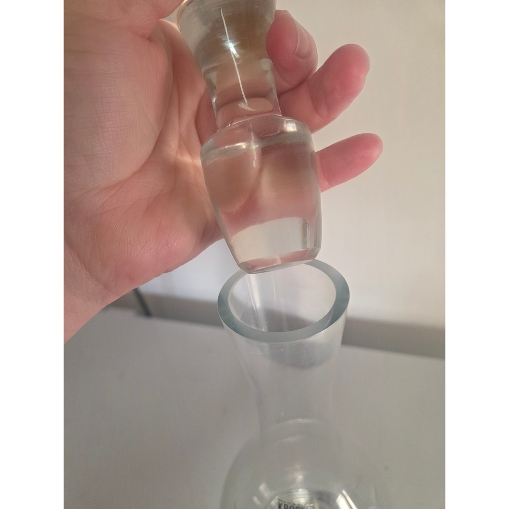 Krosno Poland Glass Ship Etched Decanter with Stopper 14.5 Inch Clear - Picture 6 of 7